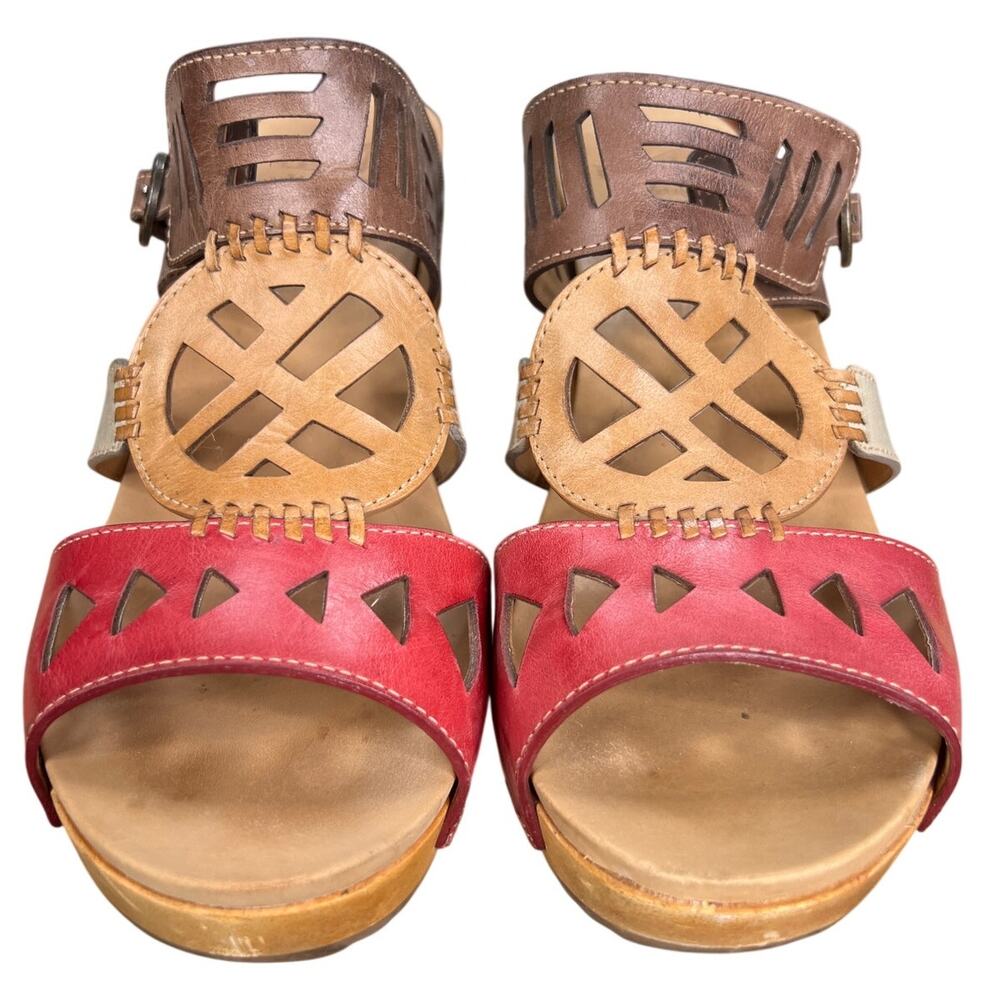 Dansko Women’s Oralee Brown Red Leather Wooden Sandal Size 41 US 10.5/11 - Picture 7 of 11
